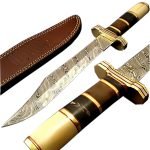 Damascus Hand Crafted Steel Knife Hunting Fixed Blade Handcrafted Custom