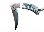 Persian Folding Damascus Pocket Knife Handmade leather sheath