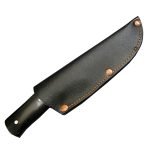 Bull Horn Damascus Steel Pocket Knife Magnificent Patterns Leather Strong Stitching