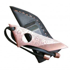 Small Damascus Cutter High Carbon Steel Leather Sheath