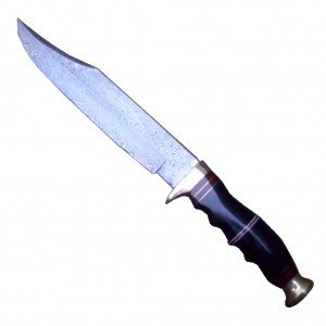 Damascus Knife Bull Horn Handle Rock Solid Construction 12"