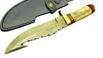 Perfect Engraved Handmade Gut Hook 12.5" Damascus Knife New