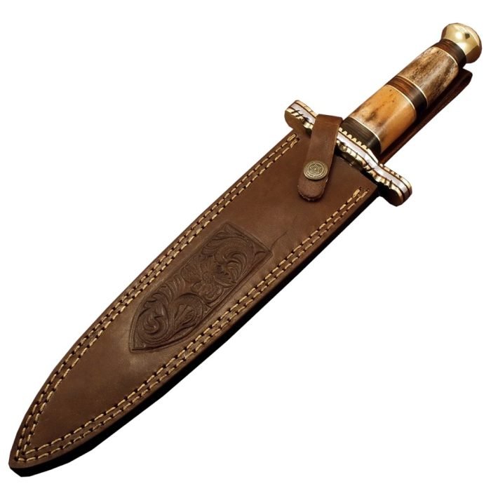 5 1/8" Damascus Carbon Steel Dagger Knife Hand Made Fixed Sheath Billet Forged
