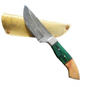 Damascus Steel Drop Point Knife Crisp Random Patters 9"