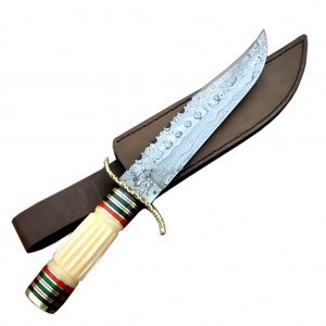 15" Custom Damascus Bone Craft Handle Knife Wonderful Blade New