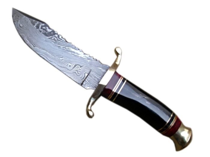 Damascus Bowie Awesome Knife Hunting Hand Steel Forged Tang Full Custom