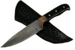 Damascus Pocket Knife Bull Horn Handle Robust Pattern