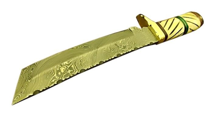 Excellent Finish Damascus Steel Large Tonto Knife Shape Geometry New