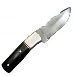 Bull Horn Damascus Steel Pocket Knife Magnificent Patterns Leather Strong Stitching