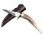 New Knife Damascus Horn Stag Handle Steel Hunting Handmade Custom Bowie Art Skinner