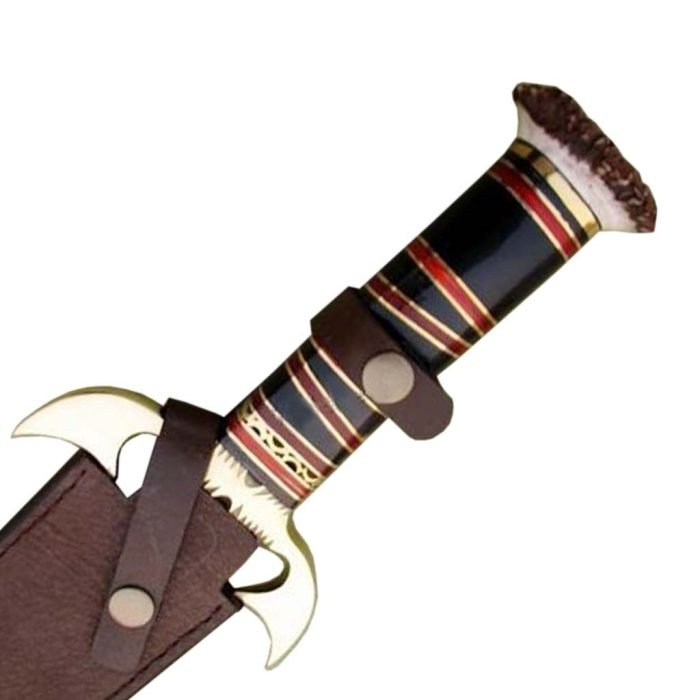 Damascus Bowie Hunting Knife 16.5" Stag Antler Handle Custom  Bowie Antler Steel Hand