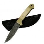 New Damascus Camel Bone Handle Pocket Knife Unique Pattern