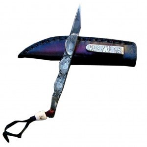 Custom Damascus Scalpel Knife Carbon Steel Layers Forged Leather Sheath