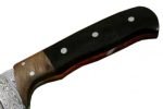 Damascus Pocket Knife Bull Horn Handle Robust Pattern