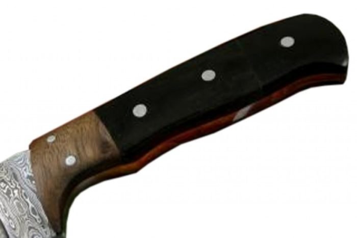 Damascus Pocket Knife Bull Horn Handle Robust Pattern