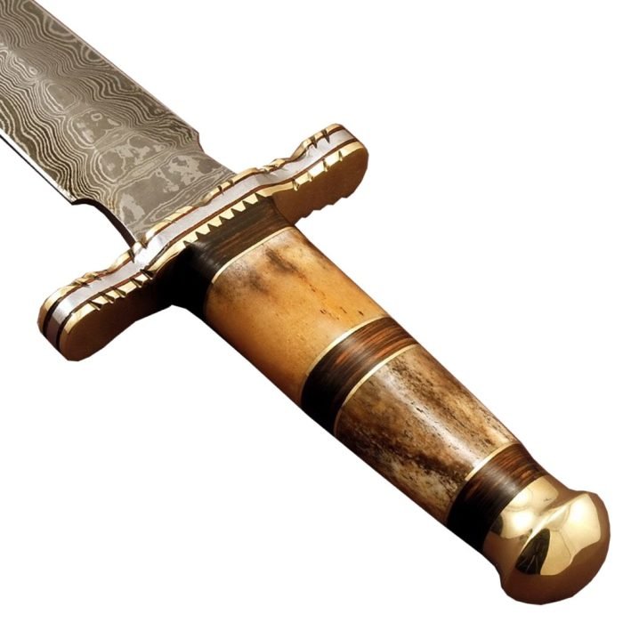 5 1/8" Damascus Carbon Steel Dagger Knife Hand Made Fixed Sheath Billet Forged