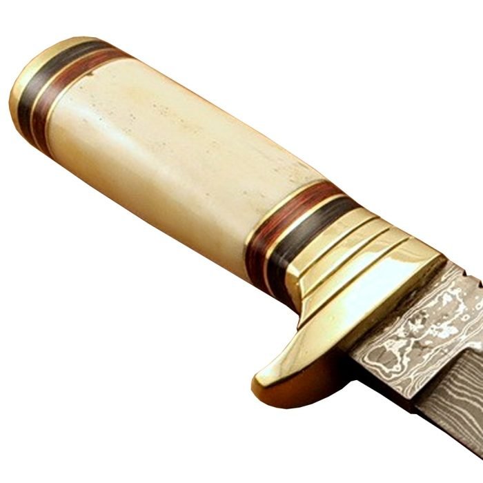 Custom Gut Hook Damascus Knife Fantastic Rock beautiful Handle 5 1/8"