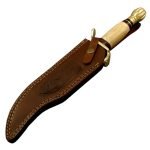 9.5" Damascus Knife Camel Bone And Brass Handle Fantastic Rock Solid Handle
