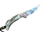 Persian Folding Damascus Pocket Knife Handmade leather sheath