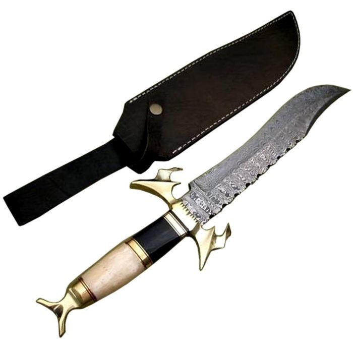 Excellent Finish Carbon Steel Bowie Knife shape geometry