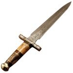 5 1/8" Damascus Carbon Steel Dagger Knife Hand Made Fixed Sheath Billet Forged