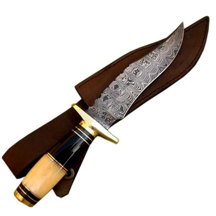 New Damascus Knife Bone and Horn Handle Wonderful Blade