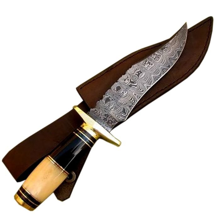 New Damascus Knife Bone and Horn Handle Wonderful Blade