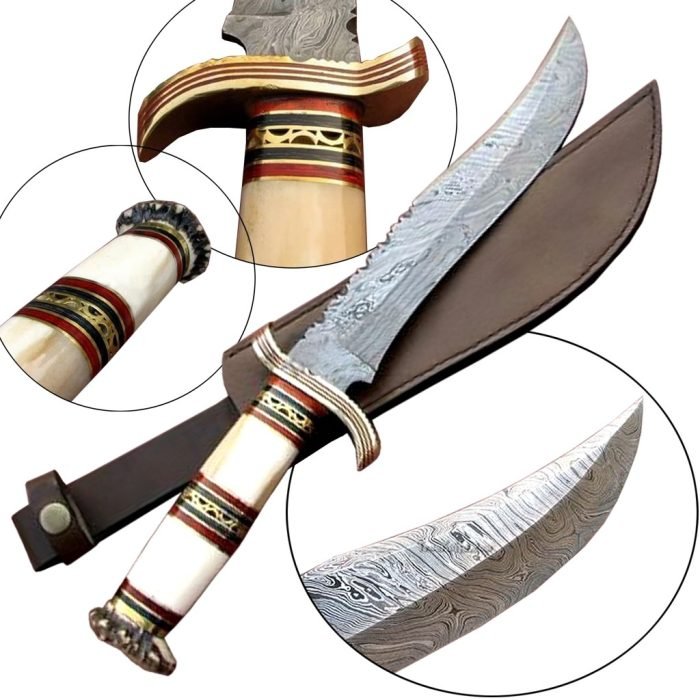 New Handmade Steel knife Collection Rock Solid Camel Bone Handle 17"