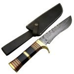 15.6" Dashing Looks Damascus Bowie Knife Horn Handle Wonderful Blade