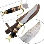 New Perfect Fantastic Rock Solid handle Carbon Steel Damascus Bowie Knife 17"