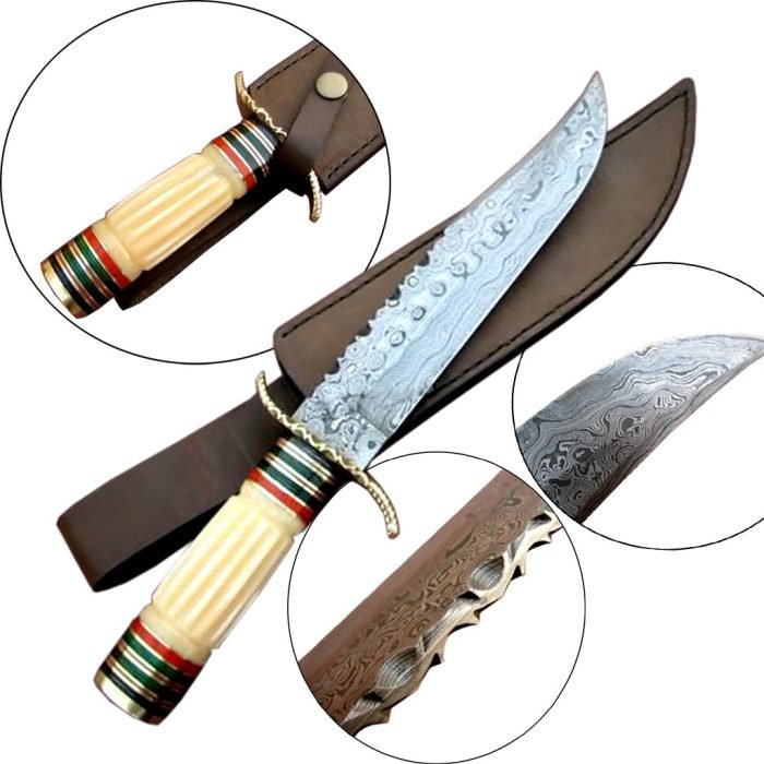 15" Custom Damascus Bone Craft Handle Knife Wonderful Blade New