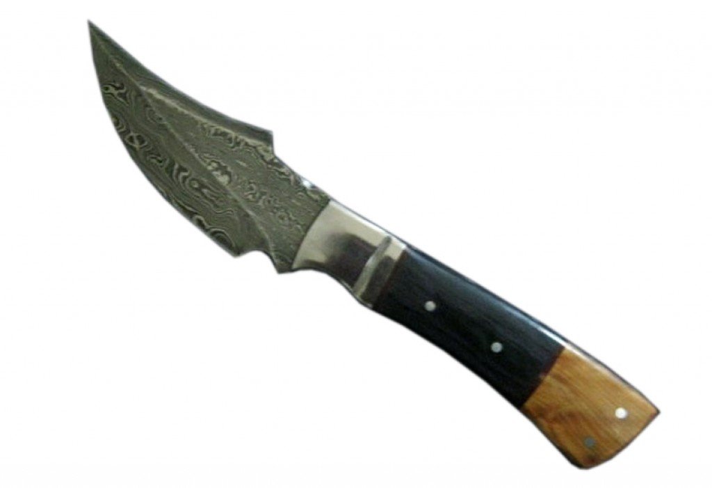 New Damascus Blade Dagger Style Pocket Knife Nice Steel Bolster