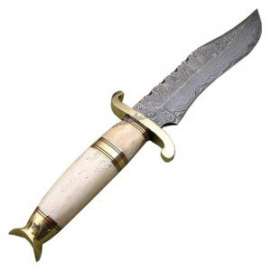 13.2" Bone Handle Damascus Knife High Carbon Steel Fantastic Rock Solid
