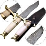 13.2" Bone Handle Damascus Knife High Carbon Steel Fantastic Rock Solid