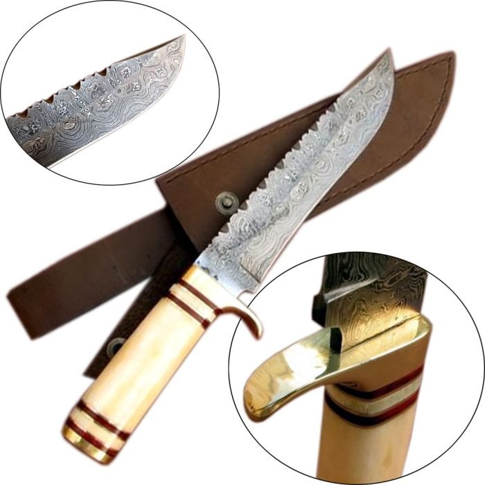 New Bone Handle Damascus Steel Knife Robust Pattern Carbon Steels 17"