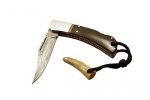 Knife Buffalo Horn Damascus Handle Handmade Folding Scales Knife Beautiful Sheath Forged