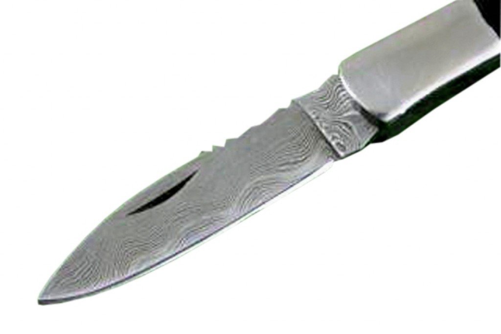 New Bull Horn Handle Damascus Folding Knife Bowie Hand Rare Art 4.5"