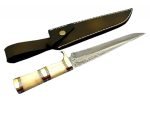 Handmade Damascus Steel Knife Buffalo Bone Excellent Finish 7.7"