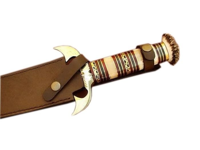 New Handmade Damascus Steel Knife Camel Bone Handle Handcrafted 17"