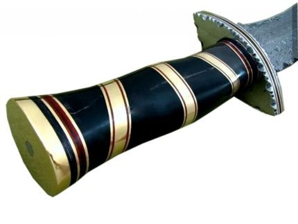 Horn Handle Hilt Damascus Steel Knife Fabulous Leather Sheath