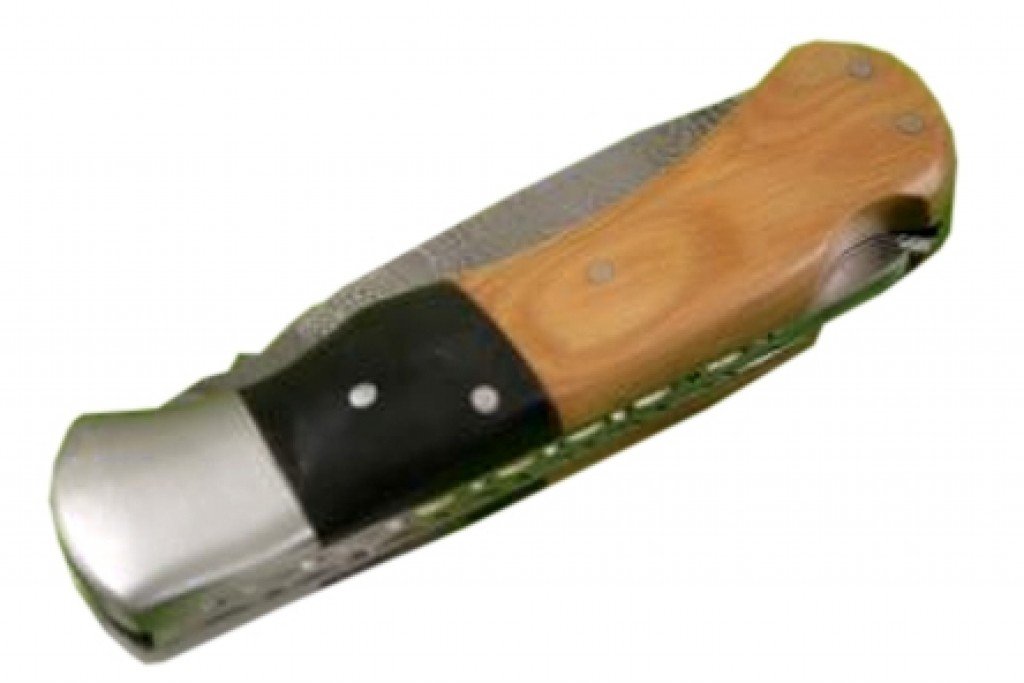 Damascus Folding Pocket Knife C Steel Forged Hand Handle Wood Hunting Tang Full Custom