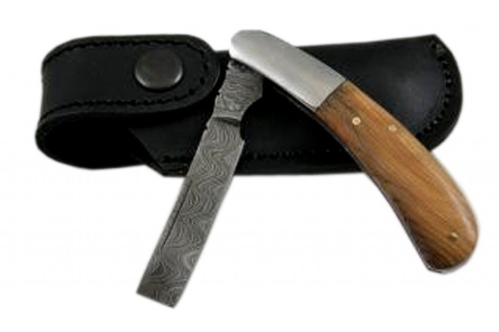 Damascus Steel Folding Razor Carbon Damascus Steel Perfect Holding